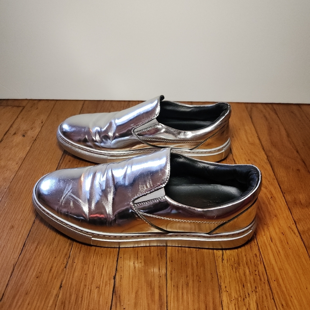 Vintage BALENCIAGA Y2K Silver Metallic Slip On Sneakers - Picture 8 of 14
